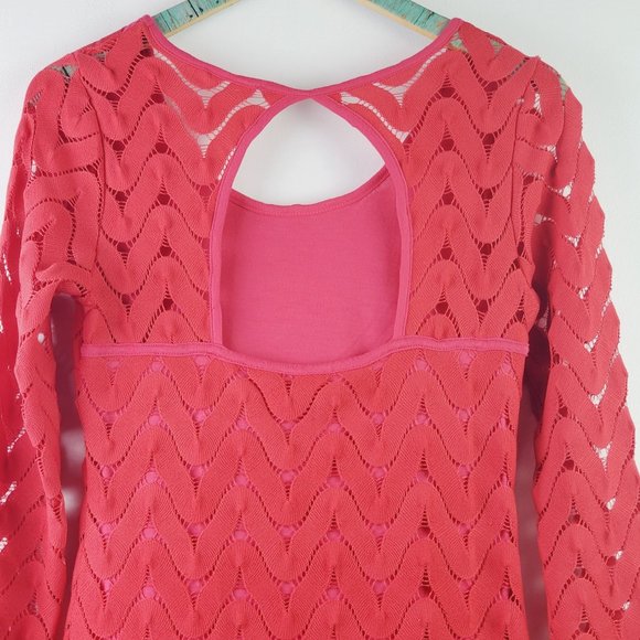 Free People Wild Thing Red Bodycon Crochet Dress Sz M - Picture 5 of 9